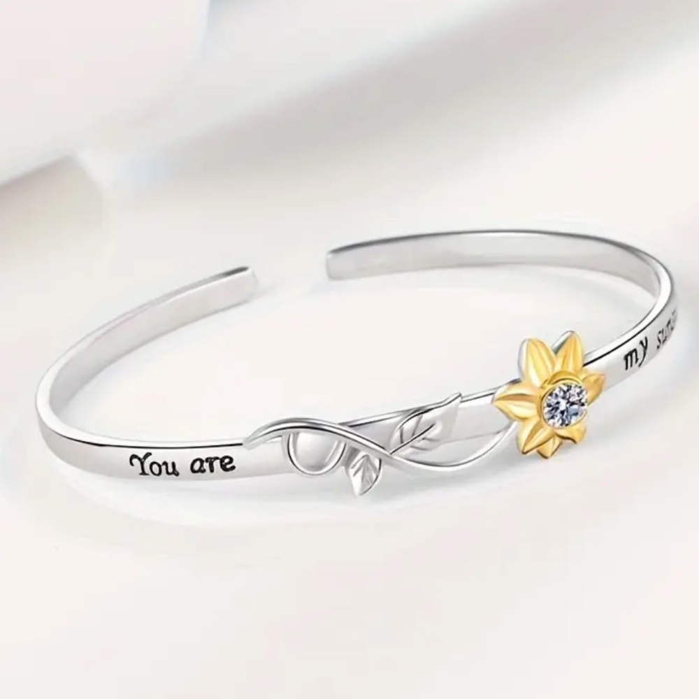 Engraved ‘You Are My Sunshine’ Sunflower Bracelet